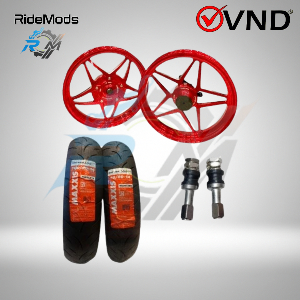 PAKET VELG VND BINTANG+BAN MAXXIS VICTRA+PENTIL TUBLES NMAX OLD RED