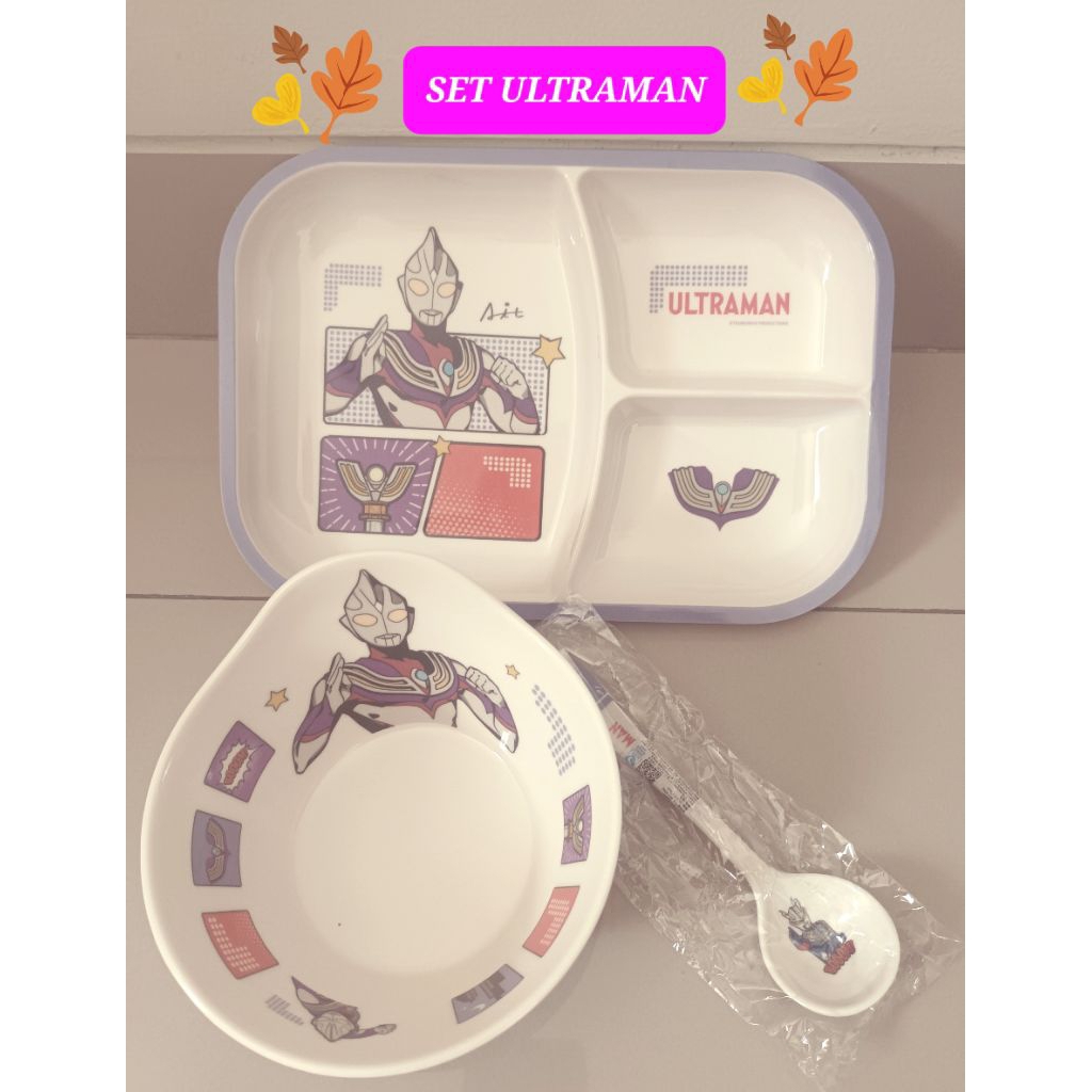 piring makan sekat ultraman mangkok karakter ultraman piring melamin ultraman plate set ultraman set