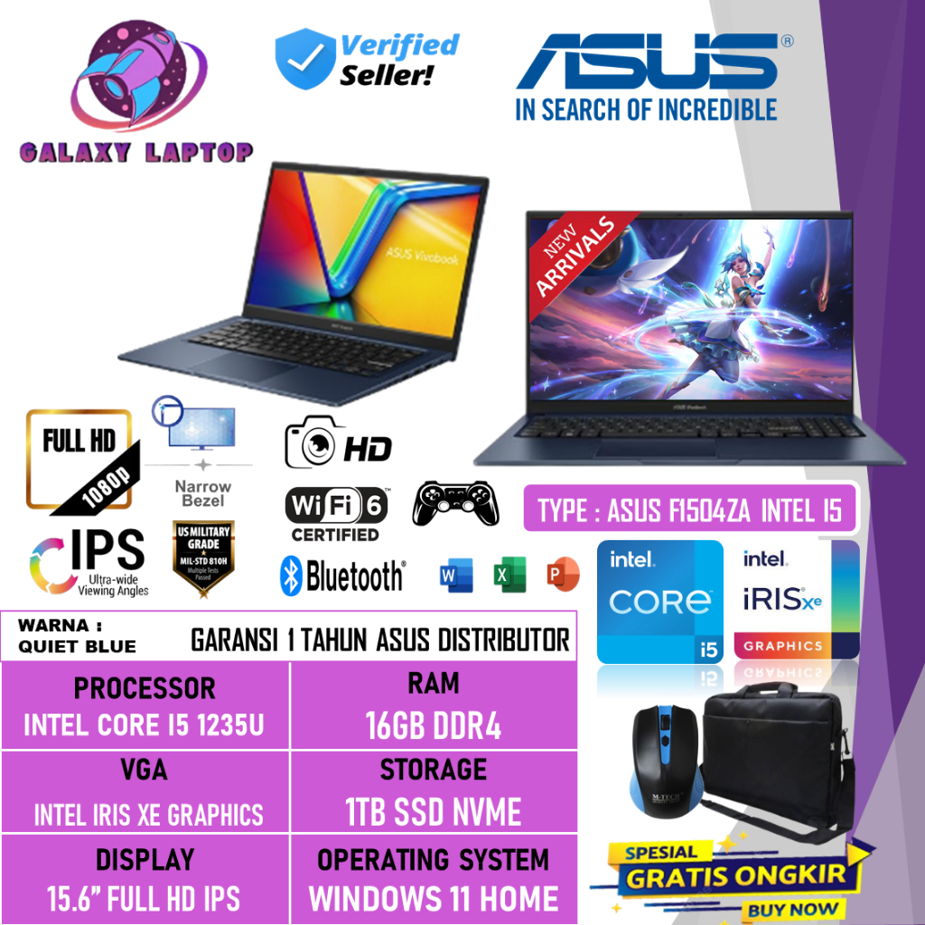 PROMO Laptop Asus Vivobook 15 F1504ZA Intel Core i5 1235U RAM 16GB 1TB 15.6 Inch Full HD Windows 11