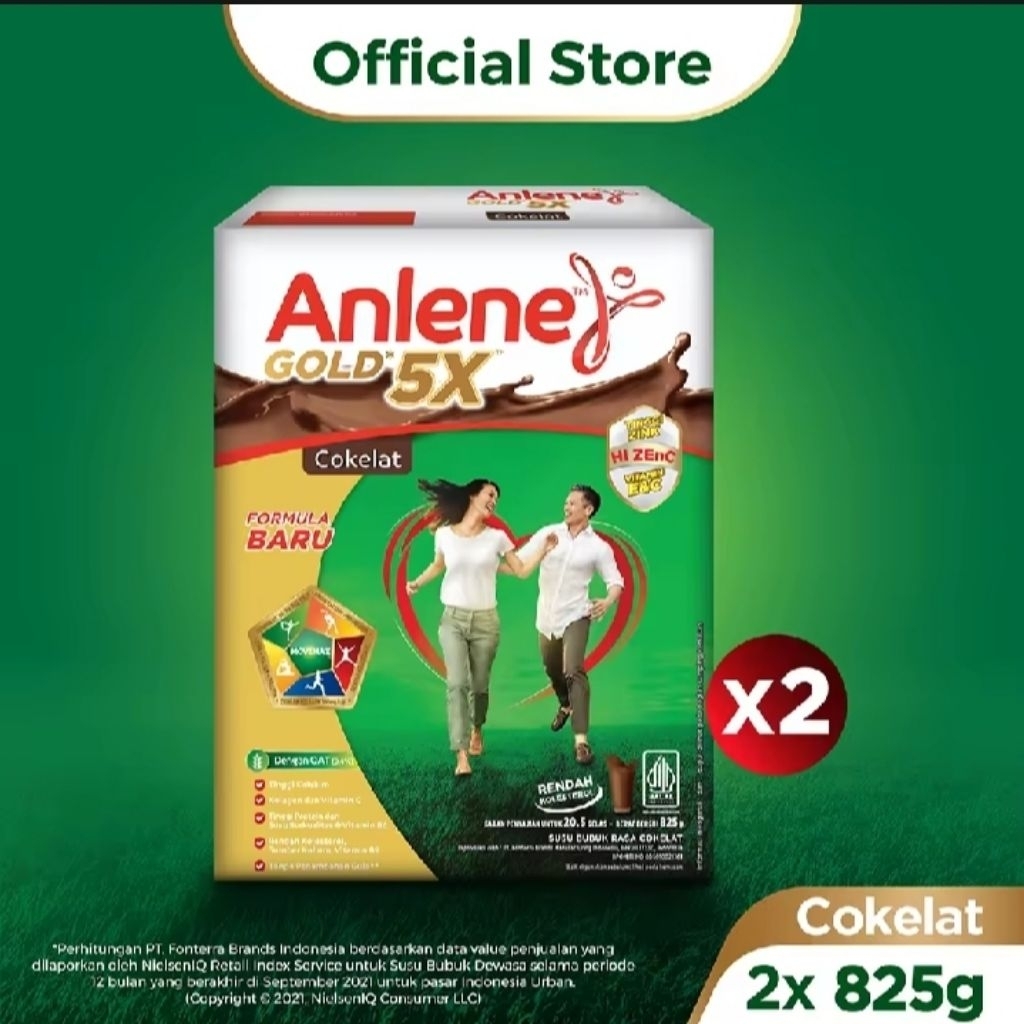 

Anlene Gold 5X Susu Bubuk Dewasa Coklat 2x825g - Tulang & Sendi