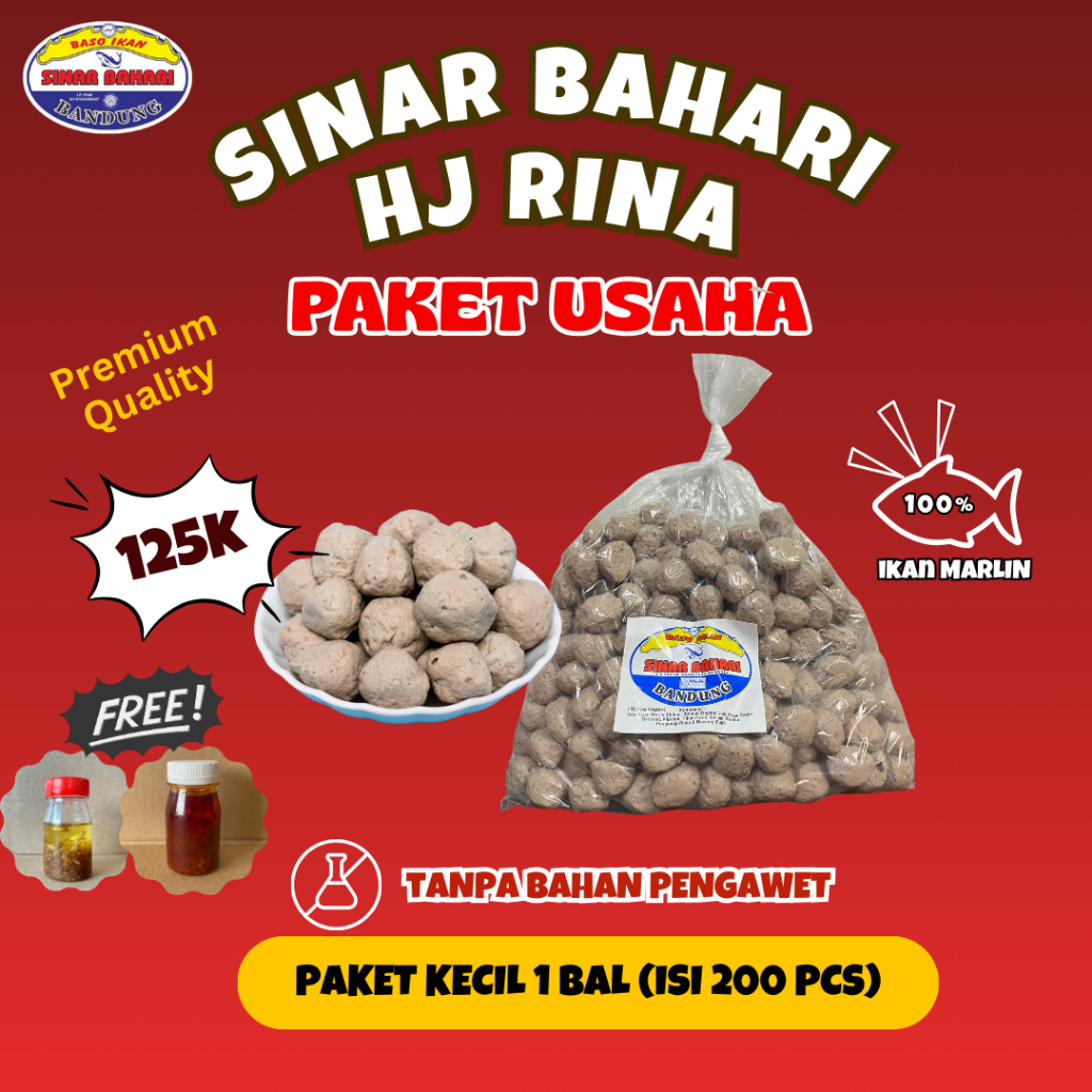 

Bakso Ikan Sinar Bahari – Paket Hemat Kecil 1 BALL 200 pcs Bakso Ikan Marlin 100% (Tanpa Pengawet)