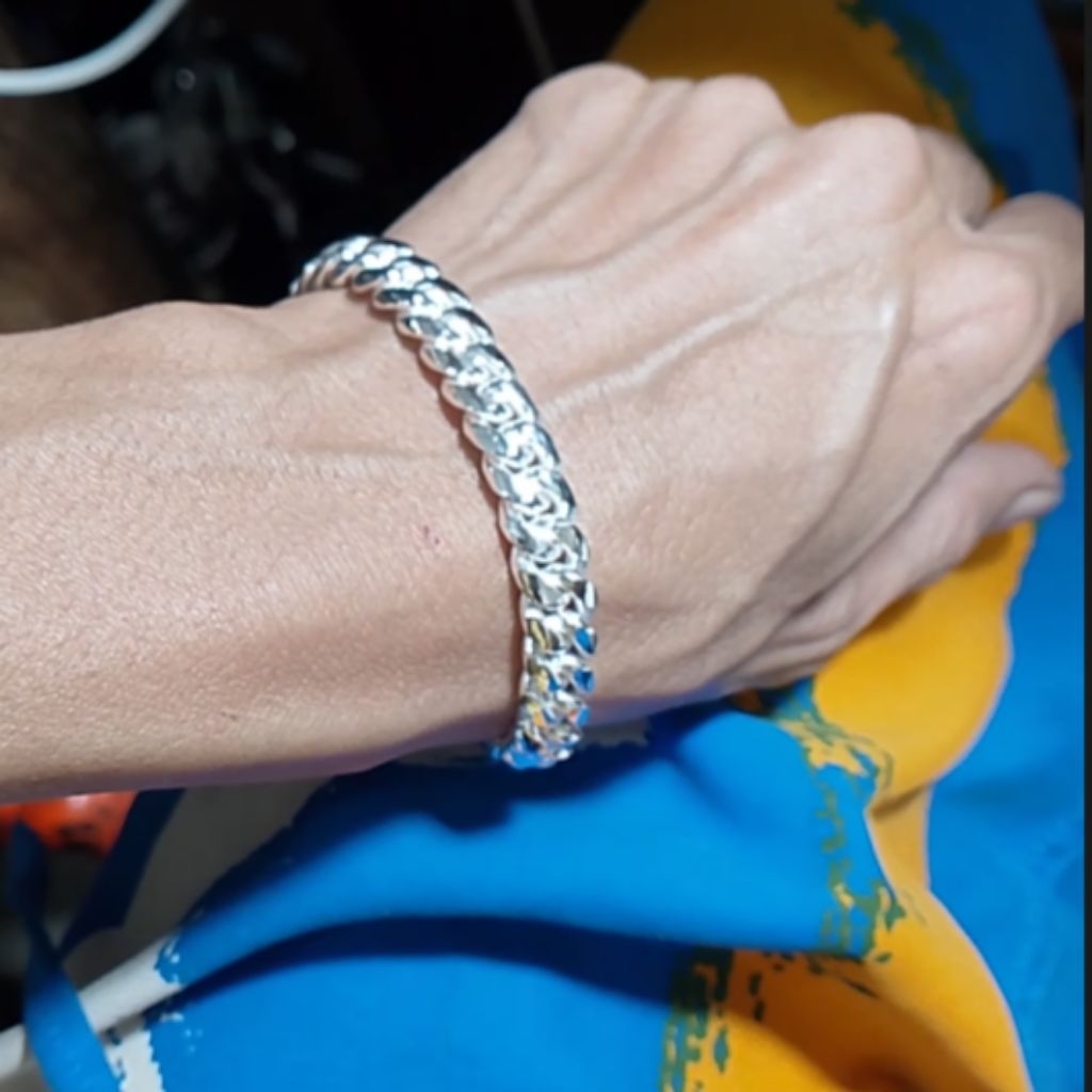 Gelang perak sisik naga lebar 9mm ( perak murni asli )