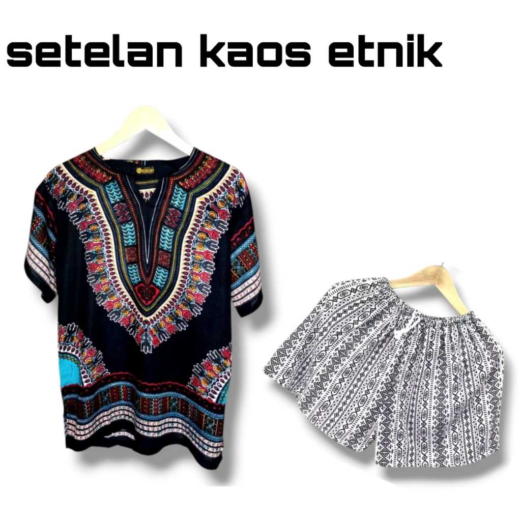 Stelan Kaos Dashiki Pria Bali Katun Lembut Adem || Stelan Kaos Etnik Bali Pria Wanita Katun Lembut