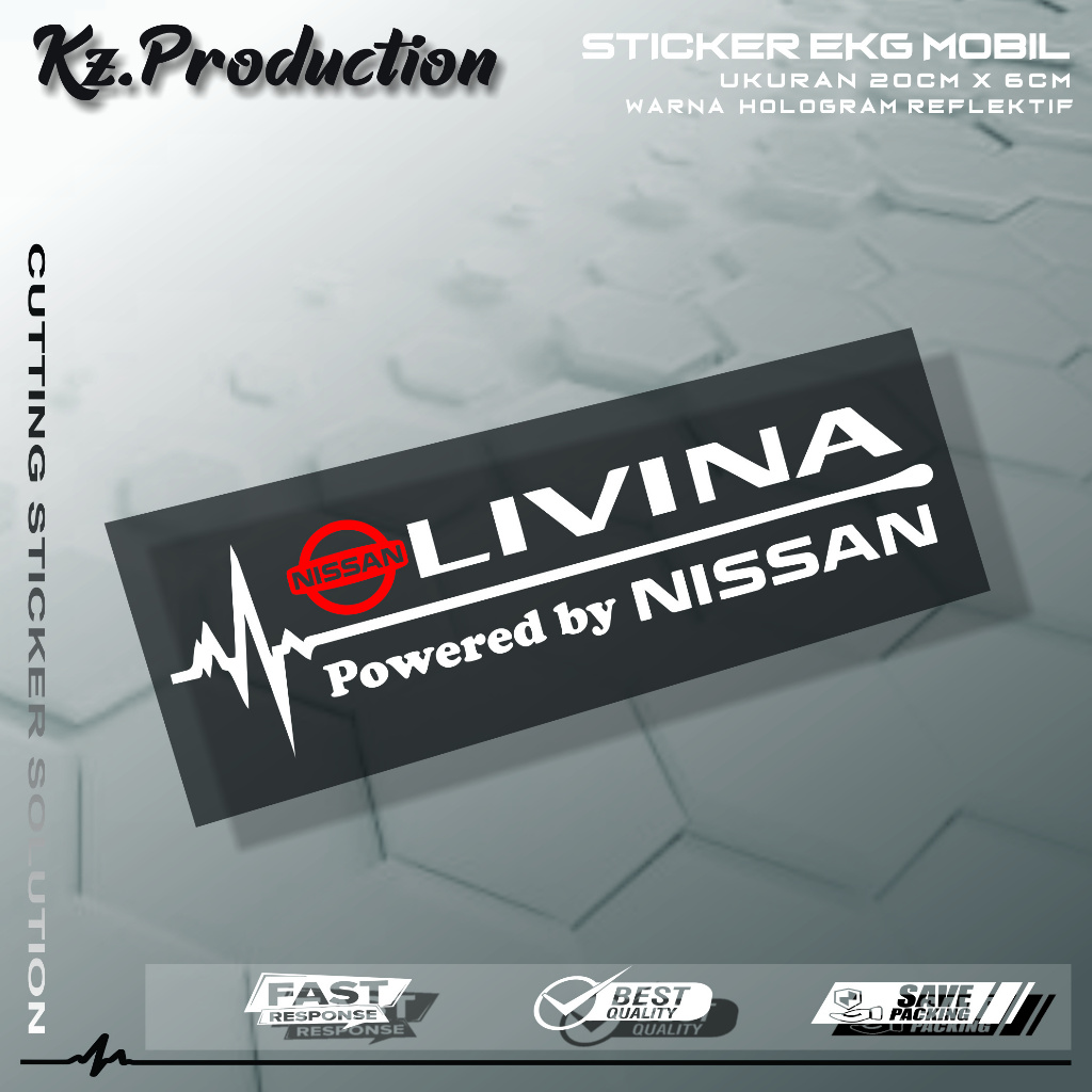 Sticker Cutting Kaca Mobil Nissan Livina Motif Detak Jantung EKG Mobil Livina