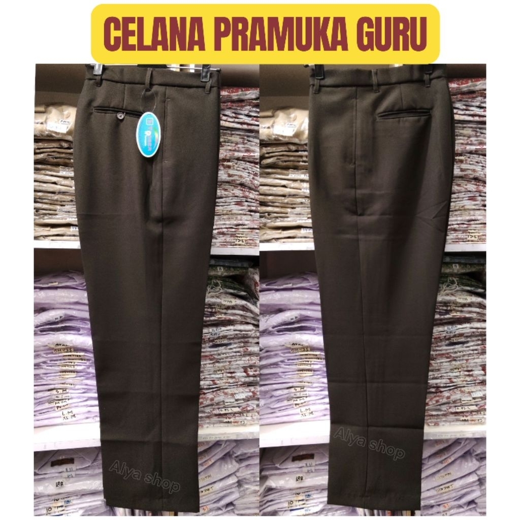 Celana Panjang Pramuka GURU Merek Troser | Celana Coklat Guru Bahan Caterina |
