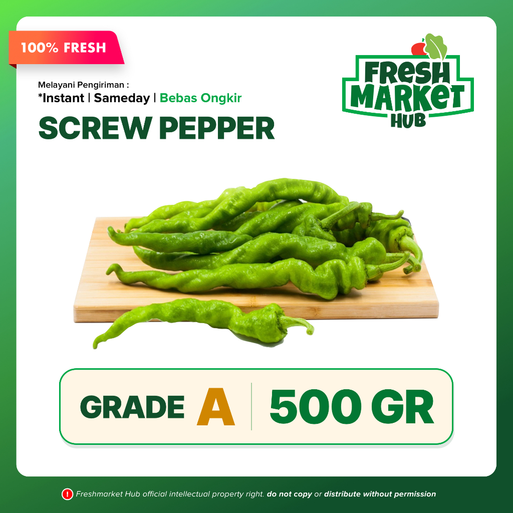 

Screw Pepper Grade A 500GR / Cabe Spiral Kualitas Grade A 500GR Cabai Spiral
