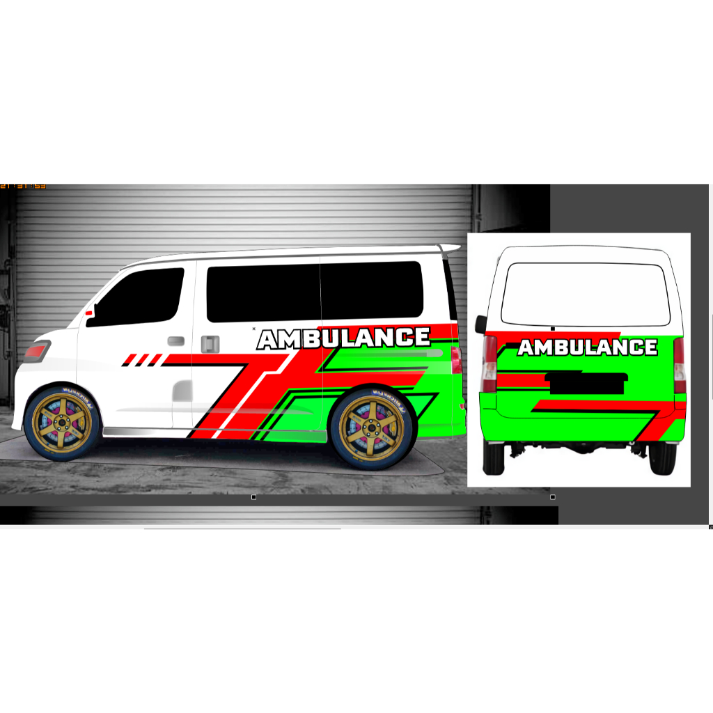 STIKER DECAL  AMBULACE GRANDMAX BLINDVAN LUXIO APV AVANZA DLL