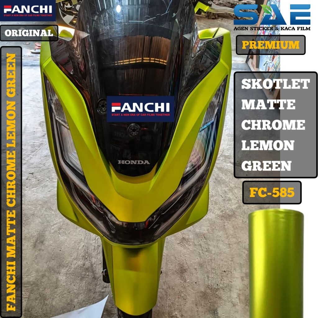 Sticker Skotlet Lemon Green Fanchi Matte Chrome Hijau Lemon Doff Original Premium Fc 585