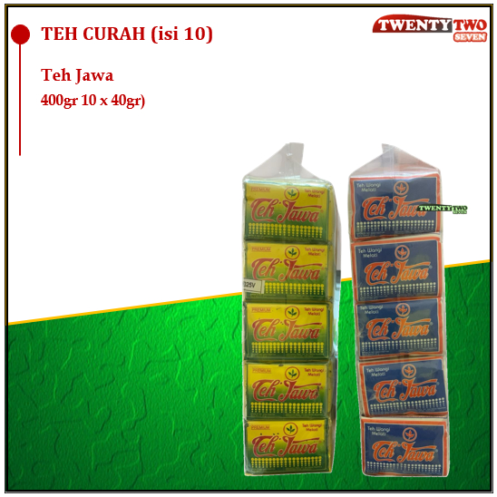 

[6 X]Teh Jawa Curah Biru isi 10 400gr , Premium isi 10 400gr ,Kotak- 25 Jasmine Tea 50gr , Celup Kotak- 25 Vanilla Tea 50gr , Celup Kotak- 25 Black Tea 50gr
