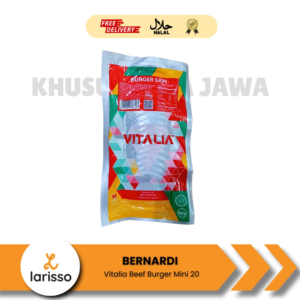 Bernardi Vitalia Beef Burger Isi 20 - Daging Burger/Daging Sapi Burger/Patty Daging Sapi