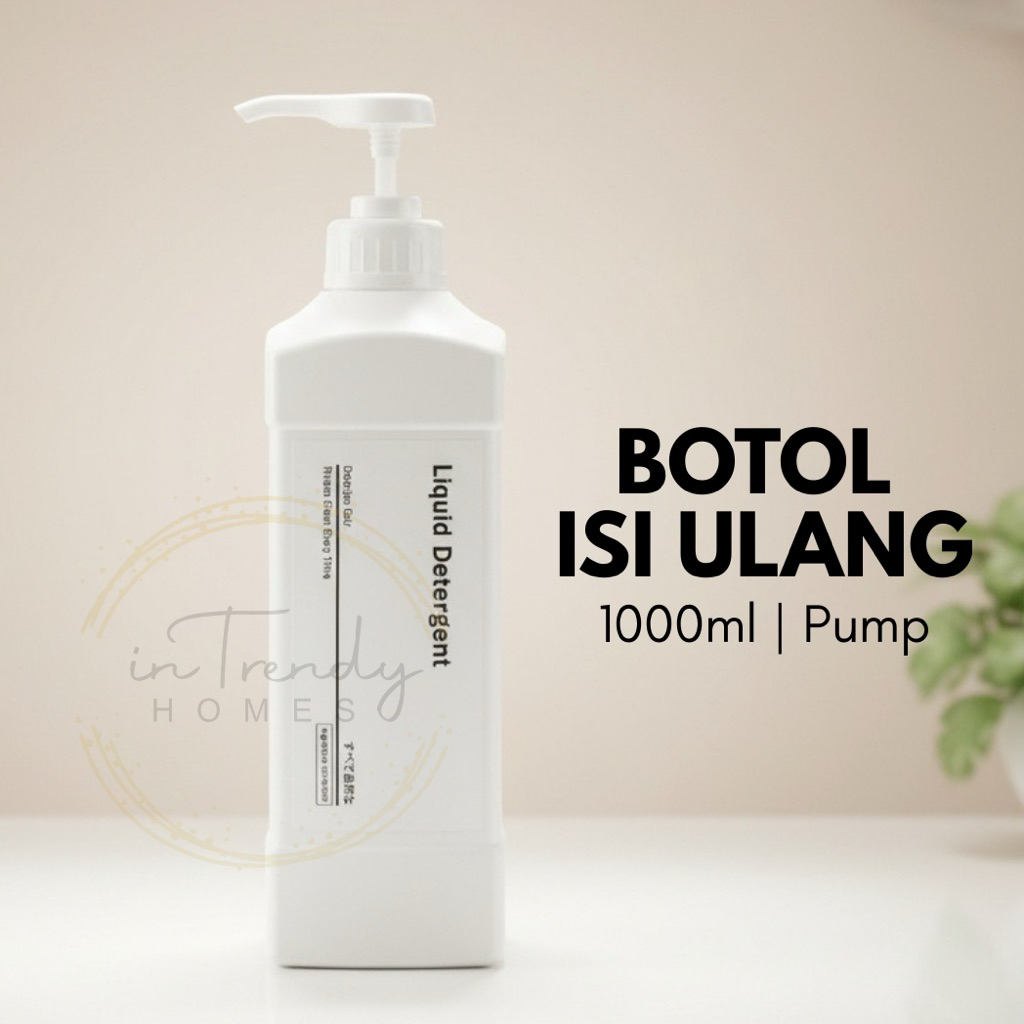 PUMP Botol Sabun Detergen Cair 1000ml Plastik Tebal Refill Kosong Pump Tempat Sabun Cuci Piring Pel 