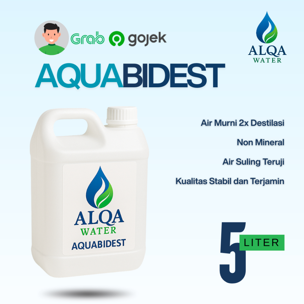 Aquabidest / Aquabidestilata / Aquabidest 5 Liter ( KHUSUS OJOL )