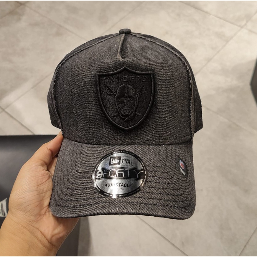 Topi New Era 9Forty A-Frame Las Vegas Raiders Snow Wash Denim Black Cap 100% Original