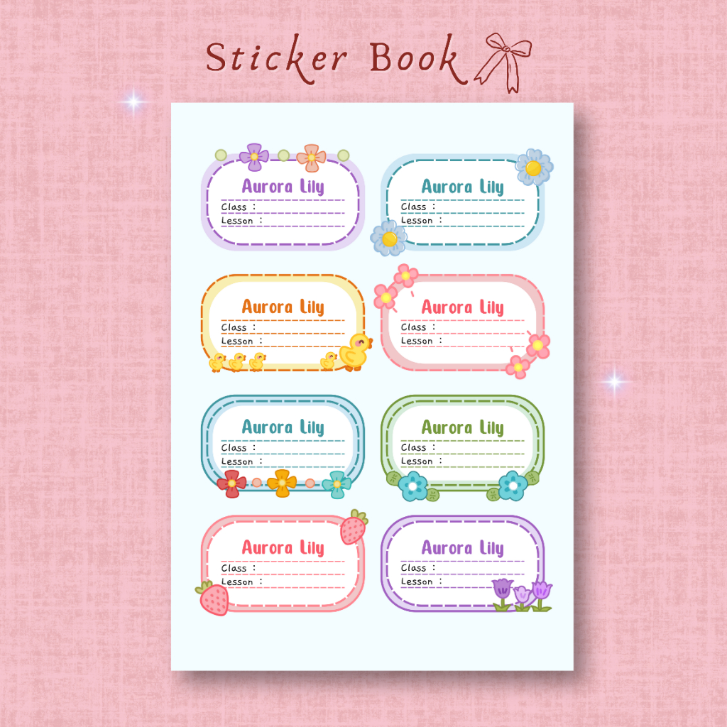 

Sticker Label Nama - Custom Nama dan Kelas- Vinyl with Kiss Cut (A6)