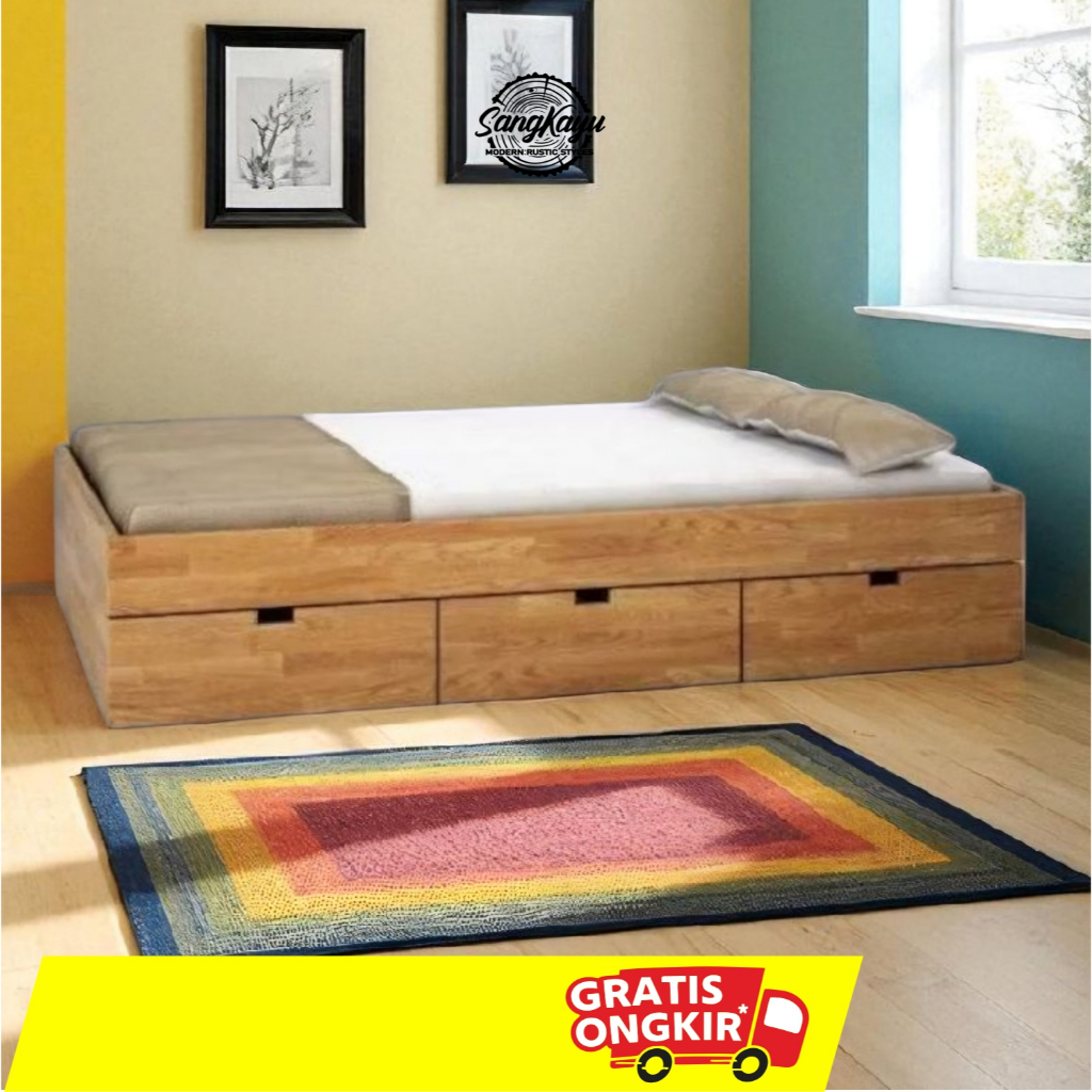 SangKayu Divan Kayu laci Divan kayu minimalis Ranjang kayu Ranjang matras
