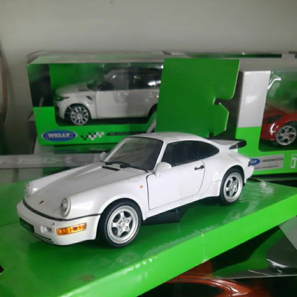 Diecast Welly Skala 1:24 Porsche 964 Turbo Putih Baru Bukan Bekas Komplit