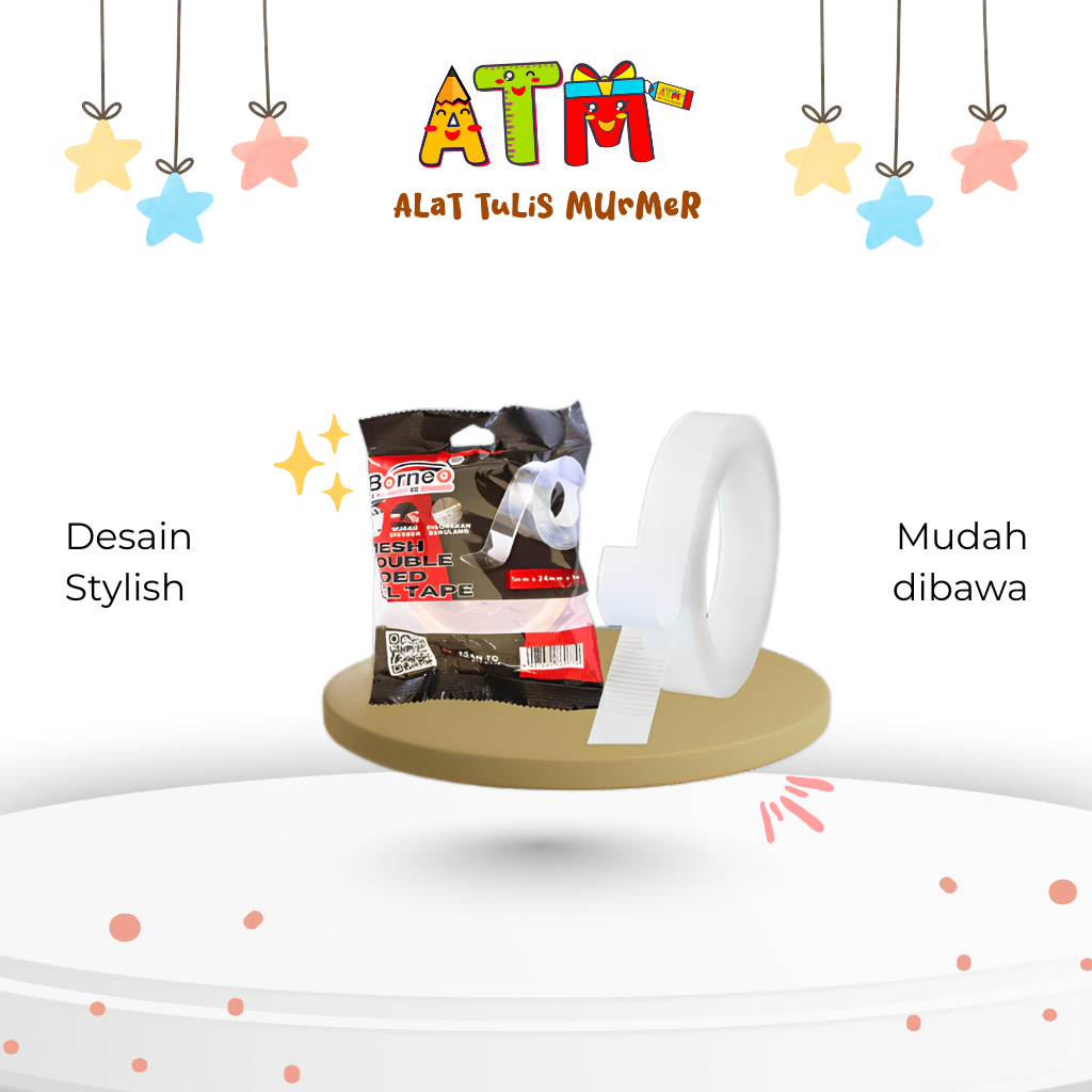 

Lakban/Double Tape/Perekat/Double Sided Gel Tape Borneo Mesh 30mm x 1m