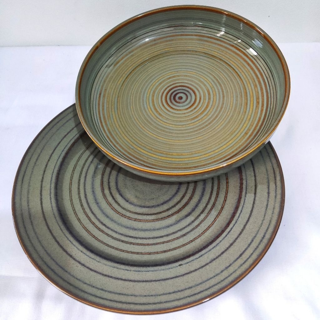 Set Pasta Bowl & Dinner Plate Keramik Elegant