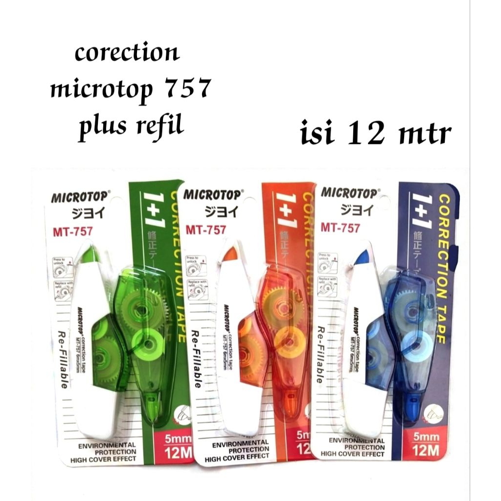 

Tip Ex / Correction Tape Microtop MT757 Kertas ( 6 Meter + Refill 6 Meter ) / Set