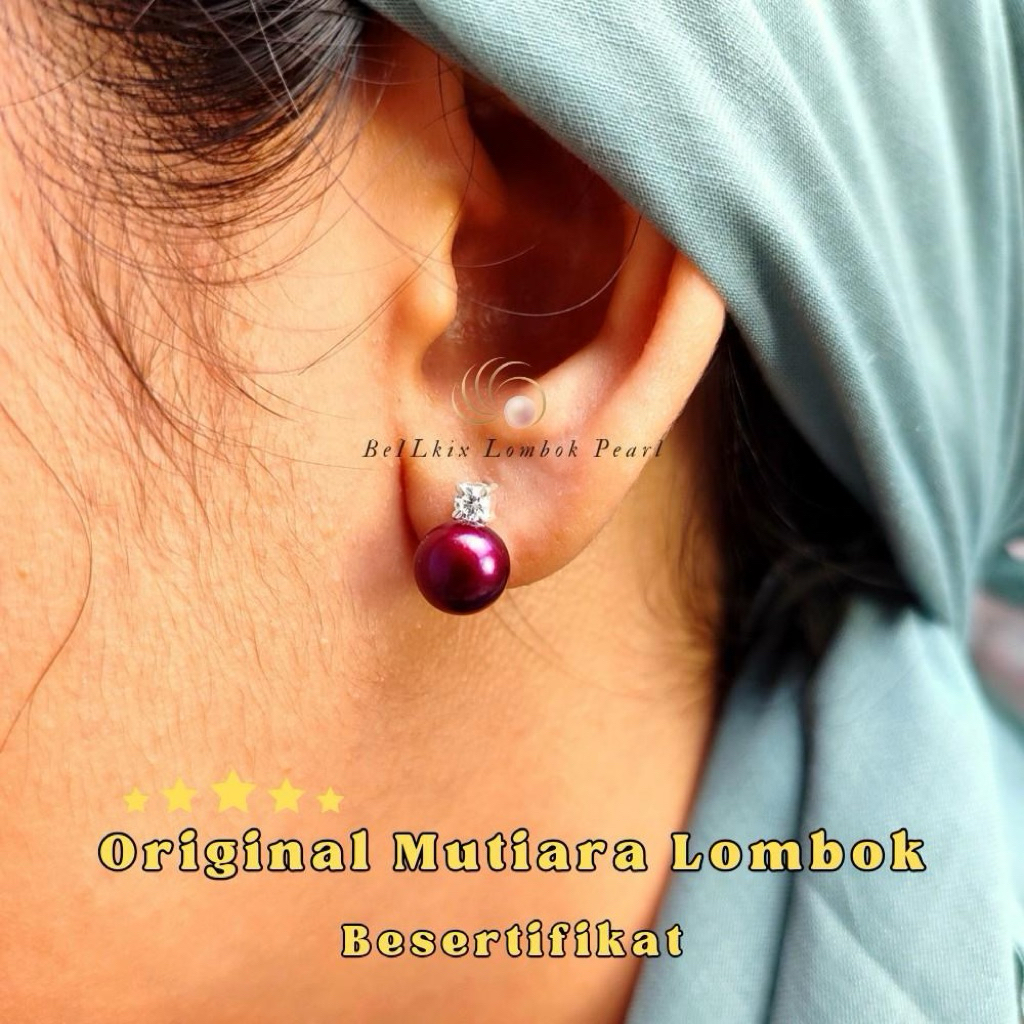 Anting Tusuk Giwang Perak Silver 925 Mutiara Air Tawar Asli Lombok
