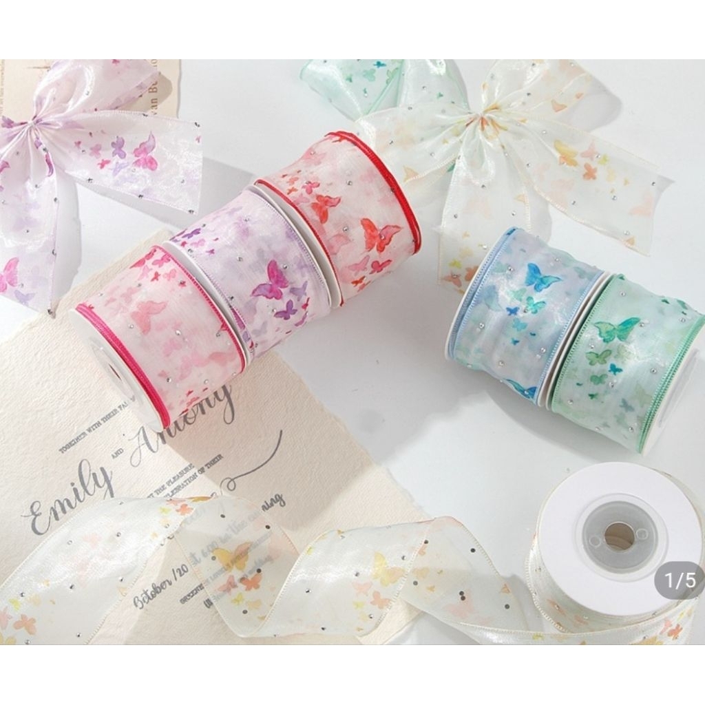 

pita organza motif kupu2 4cm