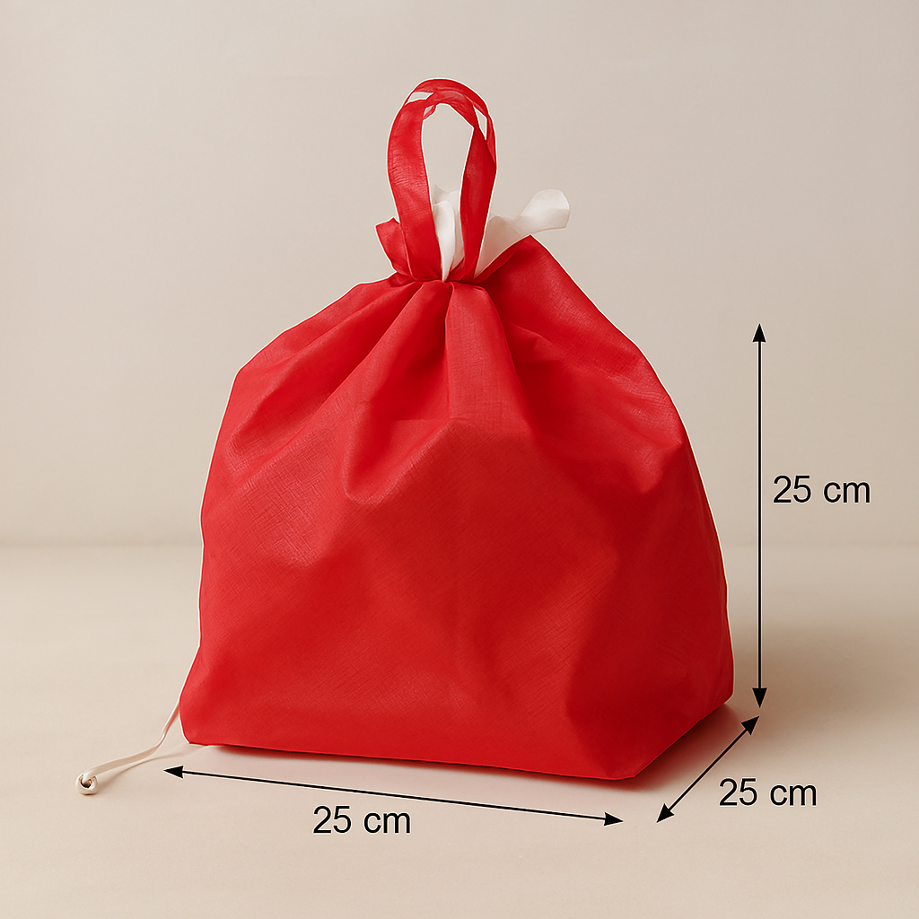 tas spunbond serut polos 22x22 utk hajatan / nasi kotak / besek / mika bento / dus kue murah isi 12