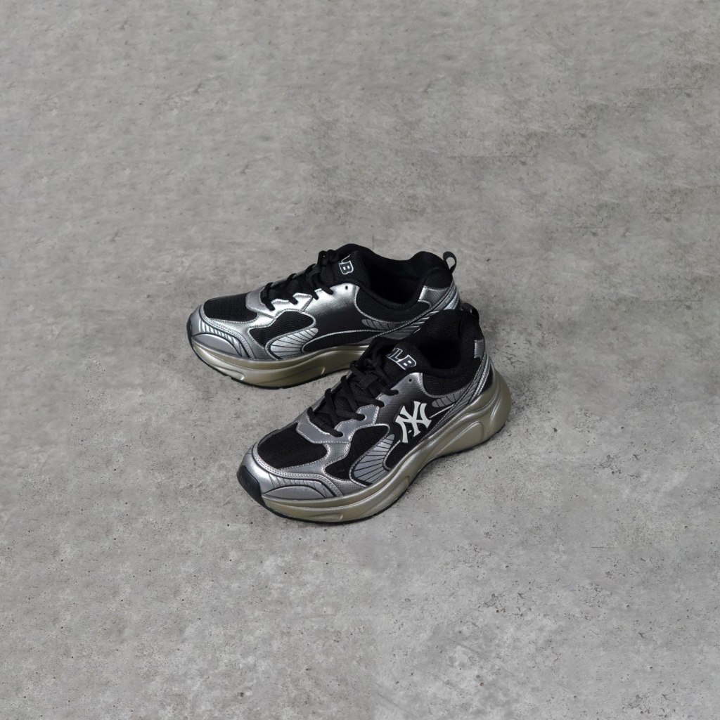 Sepatu MLB NY WHITE SPEED RUNNER BLACK SILVER SNEAKER 100% ORIGINAL