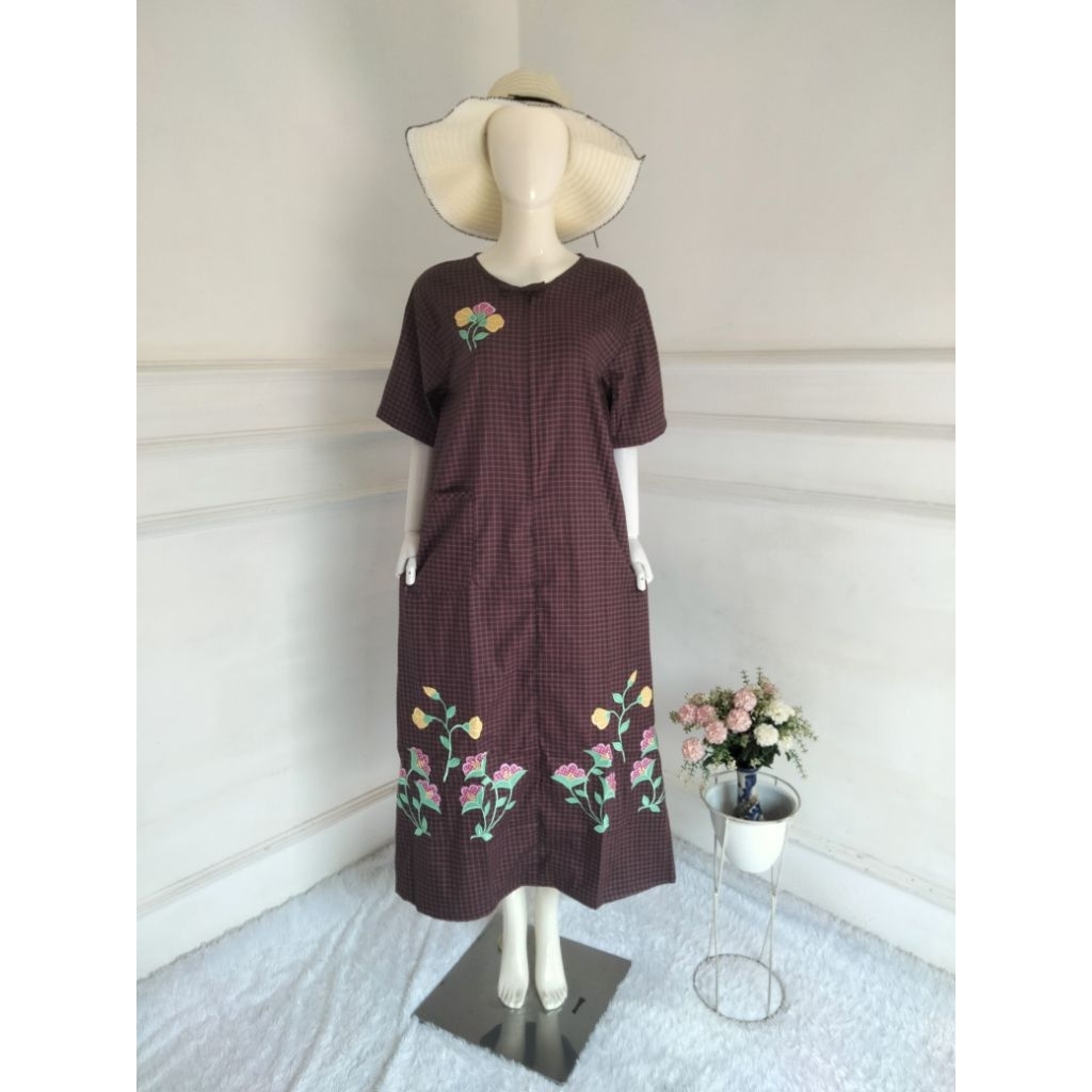 Daster bordir malang daster panjang lengan pendek