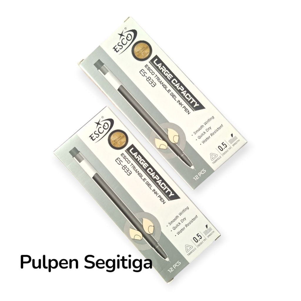 

Pulpen Hitam Gel Segitiga ESCO-833/Pena 0.5/Alat Tulis/Pen/Ballpoint/Pulpen ESCO Segitiga