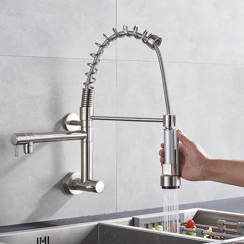 Keran Wastafel Dinding Bahan Kuningan Warna Hitam Keran Air Cuci Piring Kran Dinding Kran Cuci Pirin