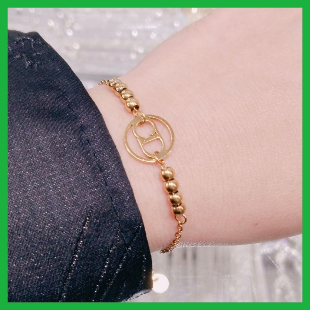 Gelang Titanium CD Antikarat Kait Serut Cap Emas 750 – Bisa Disesuaikan