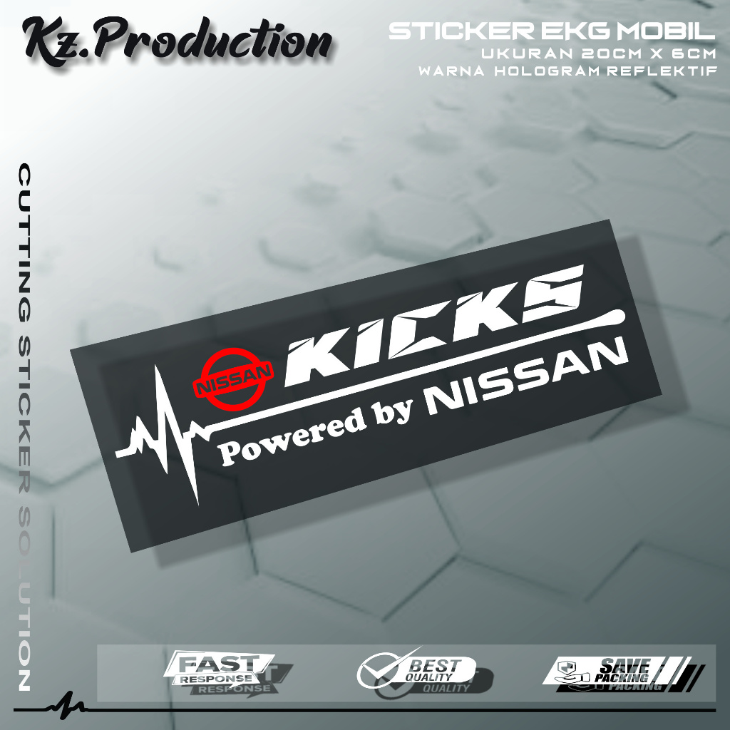 Sticker Cutting Kaca Mobil Nissan Kicks Motif Detak Jantung EKG Mobil Nissan