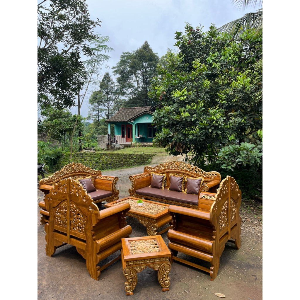 Kursi tamu madura arjuna jumbo jati formasi 3211+meja +meja kecil ,kursi tamu jati arjuna jepara