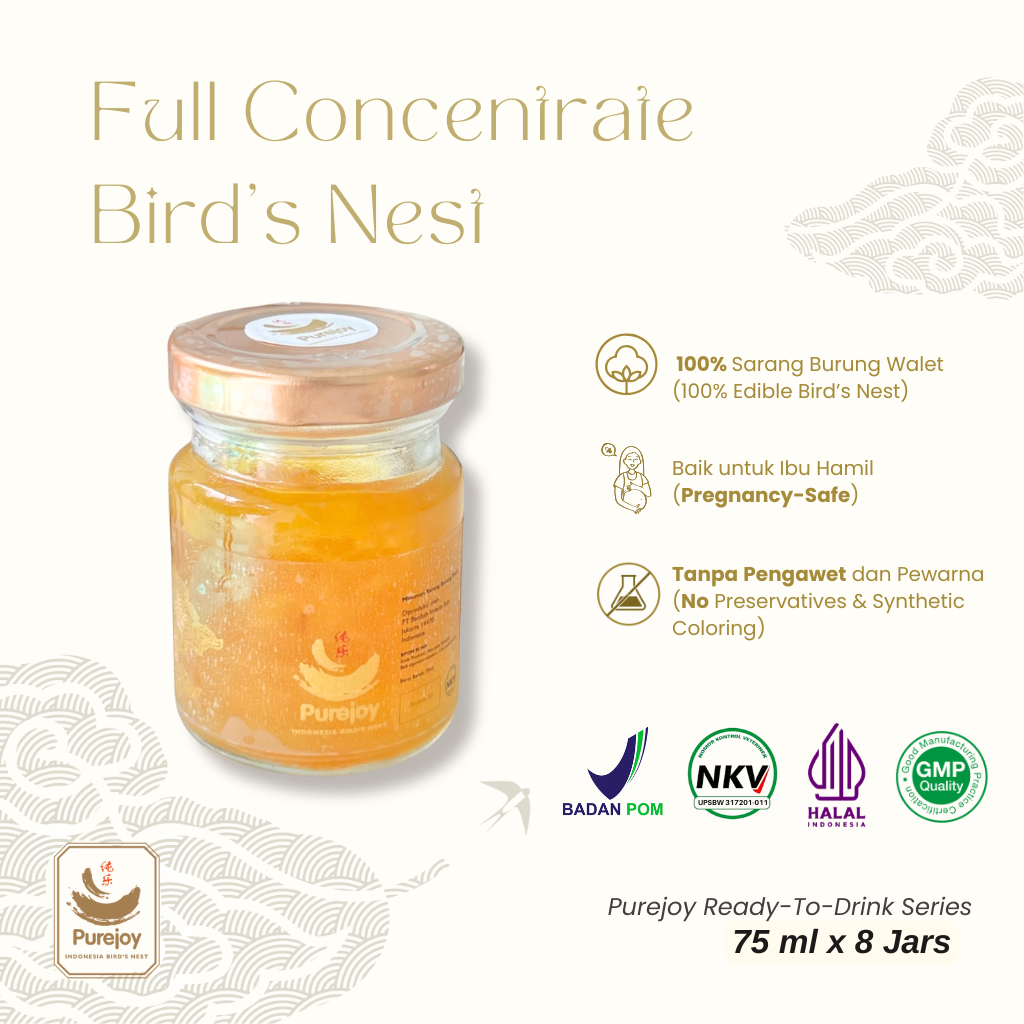 

Purejoy Heritage Full Concentrate Bird's Nest Drink Minuman Sarang Burung Walet HALAL (75 ml)
