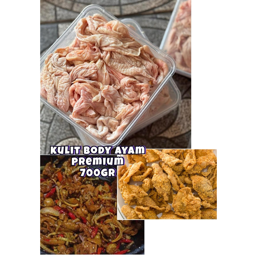 

KULIT AYAM BODY MENTAH PREMIUM MINIM LEMAK frozen murah 750gr