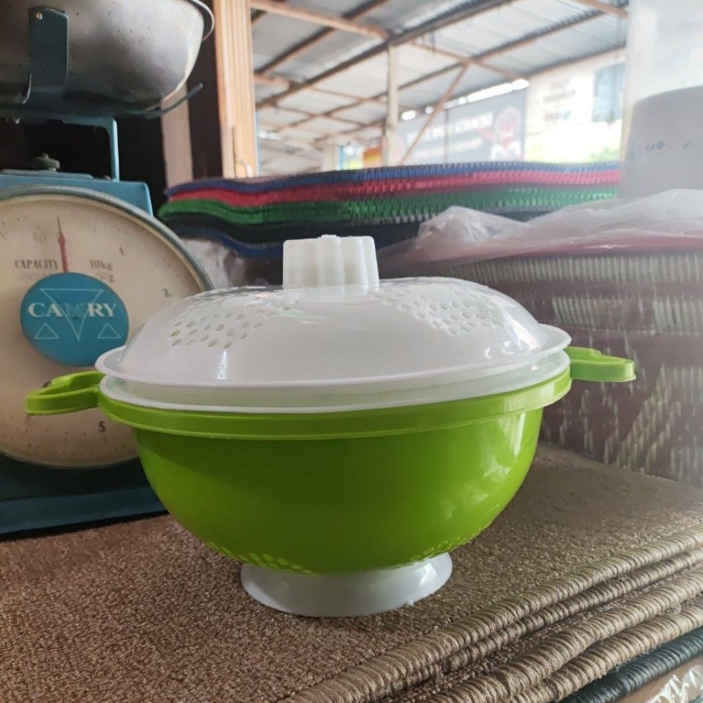 Ceting wadah nasi plastik+tutup harga ecer(hijau, ungu)