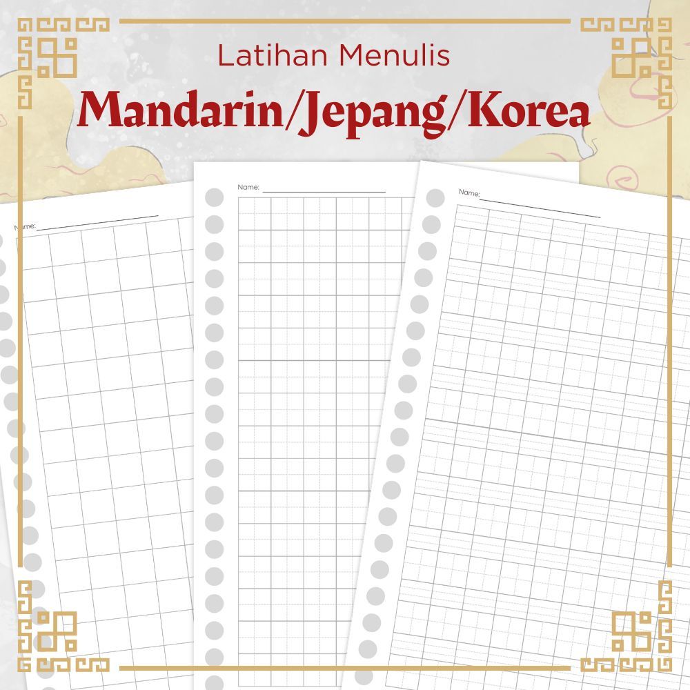 

KOTAK TULIS WORKSHEET - Mandarin/Jepang/Korea Loose Leaf Latihan menulis Pinyin Hanzi Hanguk Binder Refill