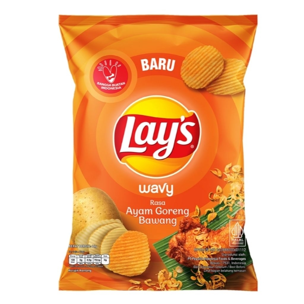 

Lay's Wavy Keripik Kentang Rasa Ayam Goreng Bawang 64 g