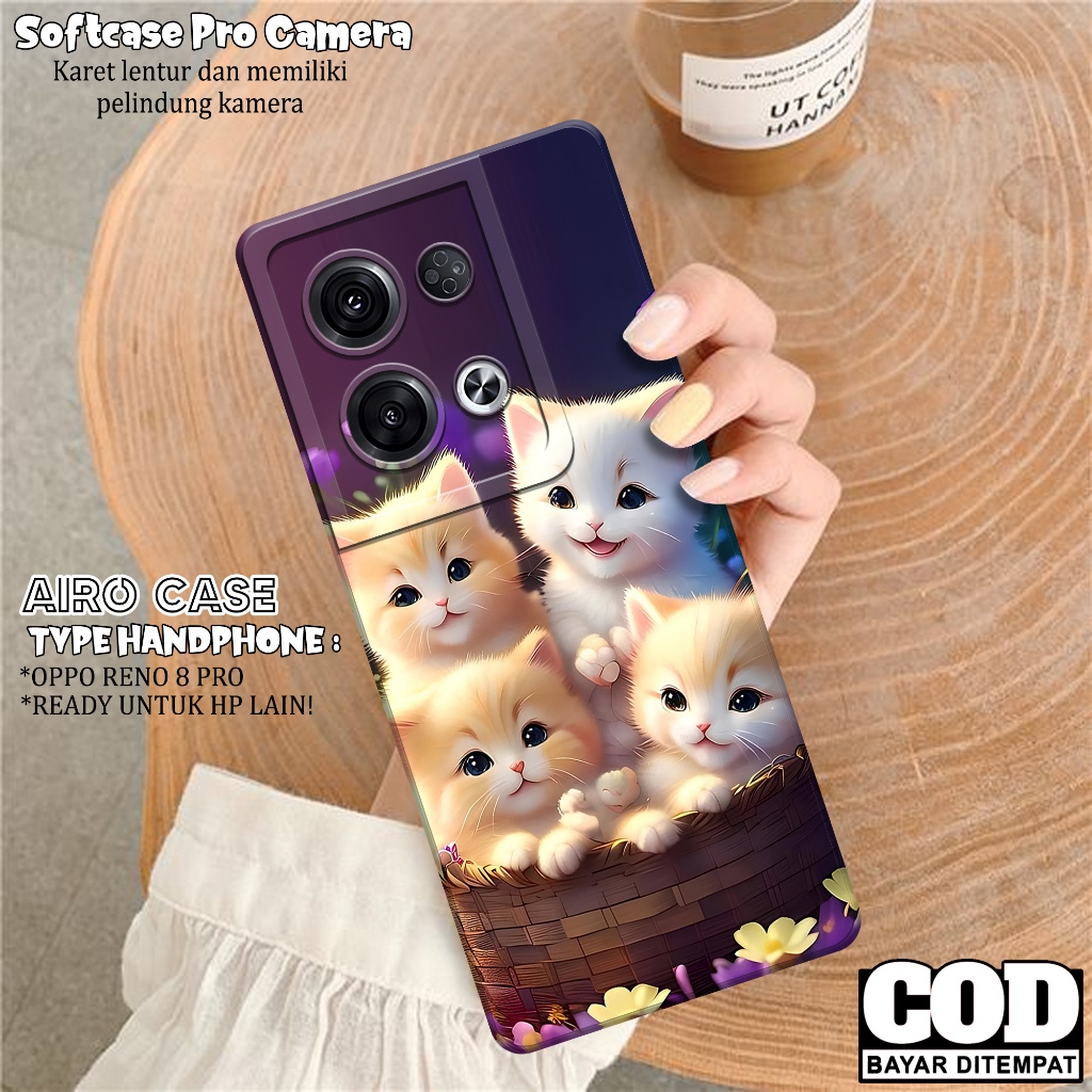 Case Oppo Reno 8 pro Terbaru - Softcase Oppo Reno 8 pro - Fashion Case KUCING - Casing Oppo Reno 8 p