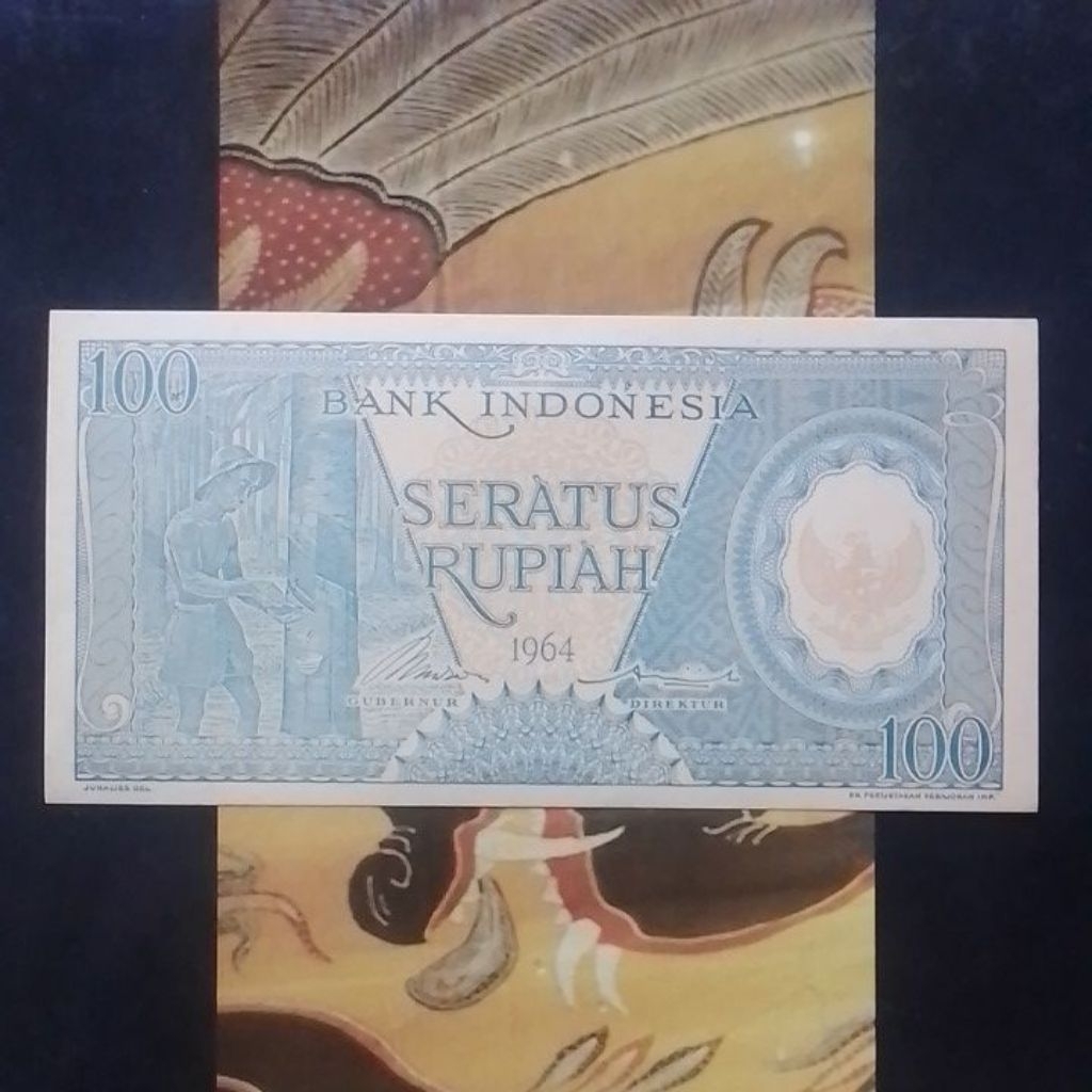 UANG ASLI 100 RUPIAH PEKERJA BIRU TAHUN 1964
