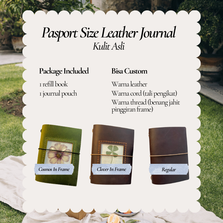 

Custom Leather Journal Passport Size The Quiet Sanctum, Kulit sapi lokal asli, bespoke, notebook