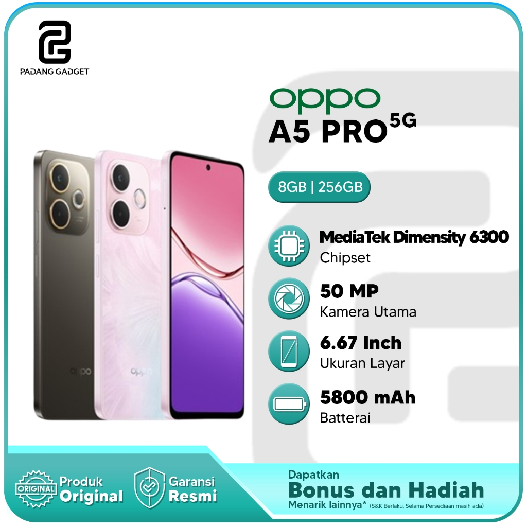 OPPO A5 Pro 5G RAM 8+8/256GB Hp Smartphone Baru Original Garansi Resmi