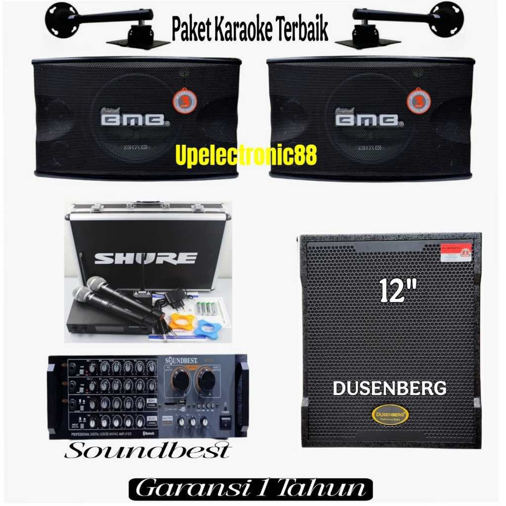 Paket karaoke terbaik speaker pasif bmb cs450v+subwoofer+power amplifier soundbest+1 set mic wireles
