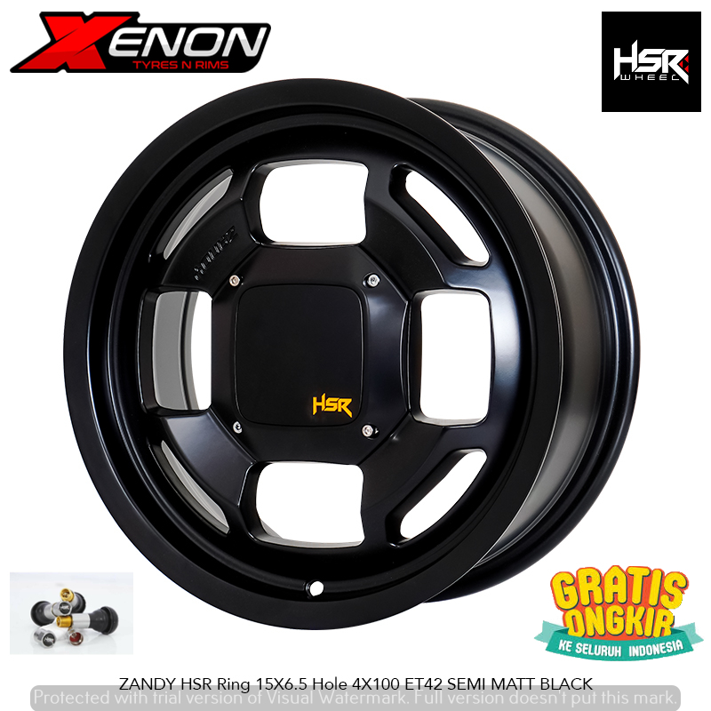 Velg Racing R15 HSR Zandy Hitam Pcd 4x100 Ring 15 Buat Mobil Brio Agya Ayla Sigra Calya Freed Vios