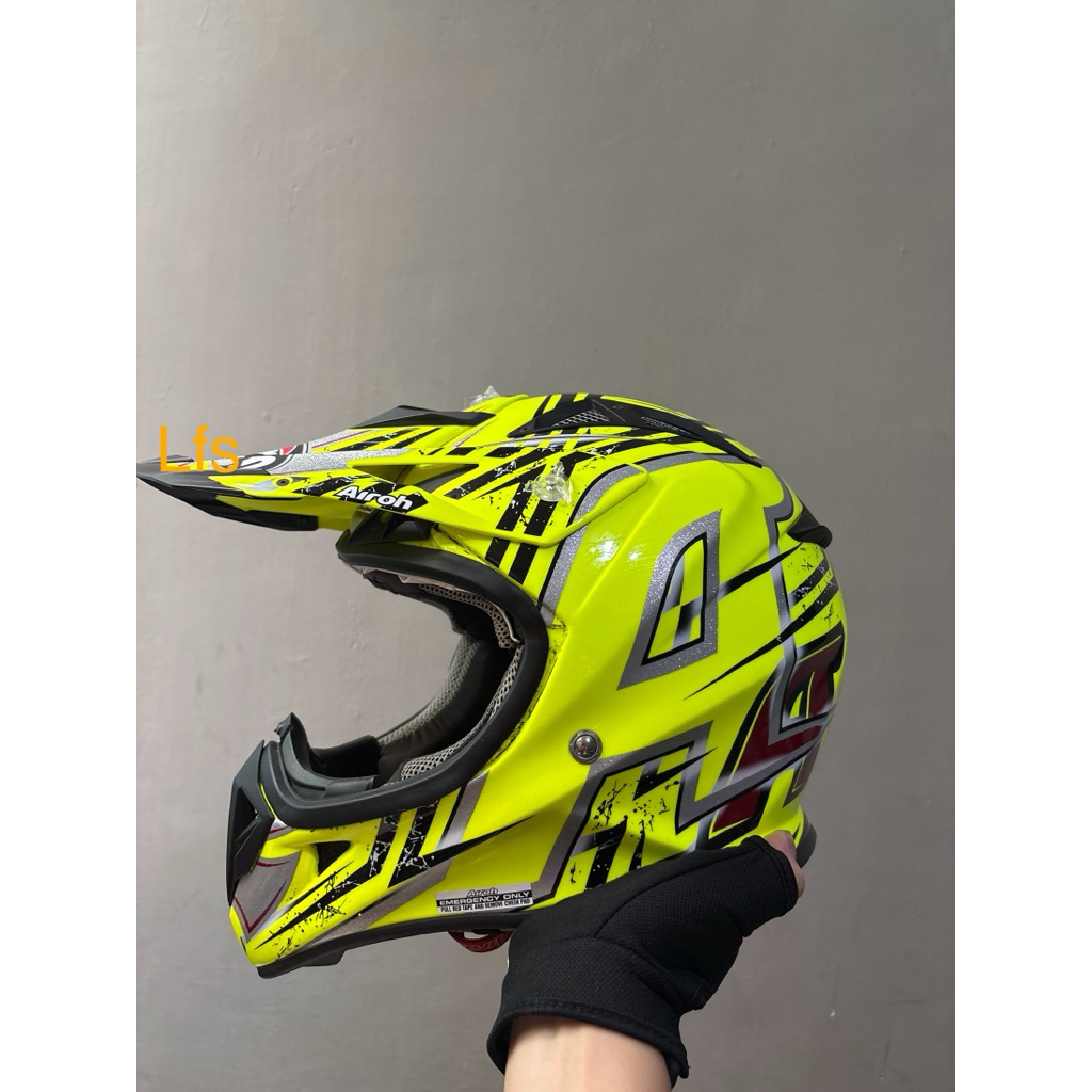 Helm Motocross Airoh Yellow Pattern Original Second