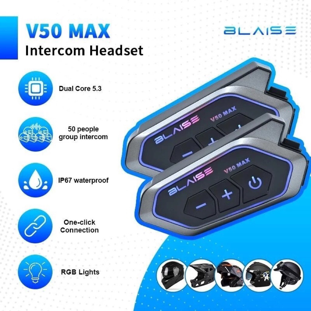 INTERCOM V50 MAX MESH INTERCOM BLAISE V50 MAX INTERCOM GROUP 50 RIDERS BLAISE V50 MAX ORIGINAL