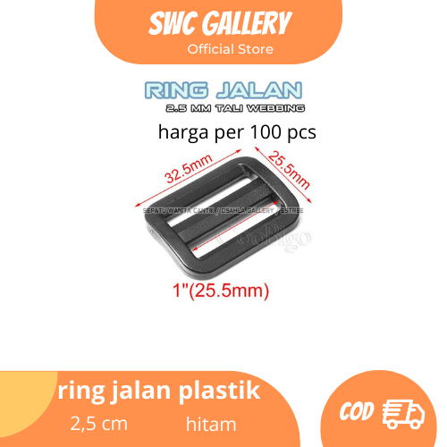 RING JALAN PLASTIK BUCKLE TAS TALI WEBBING ADJUSTER GESPER UKURAN 2CM 2.5CM 3.8CM 5CM HARGA PERPACK 
