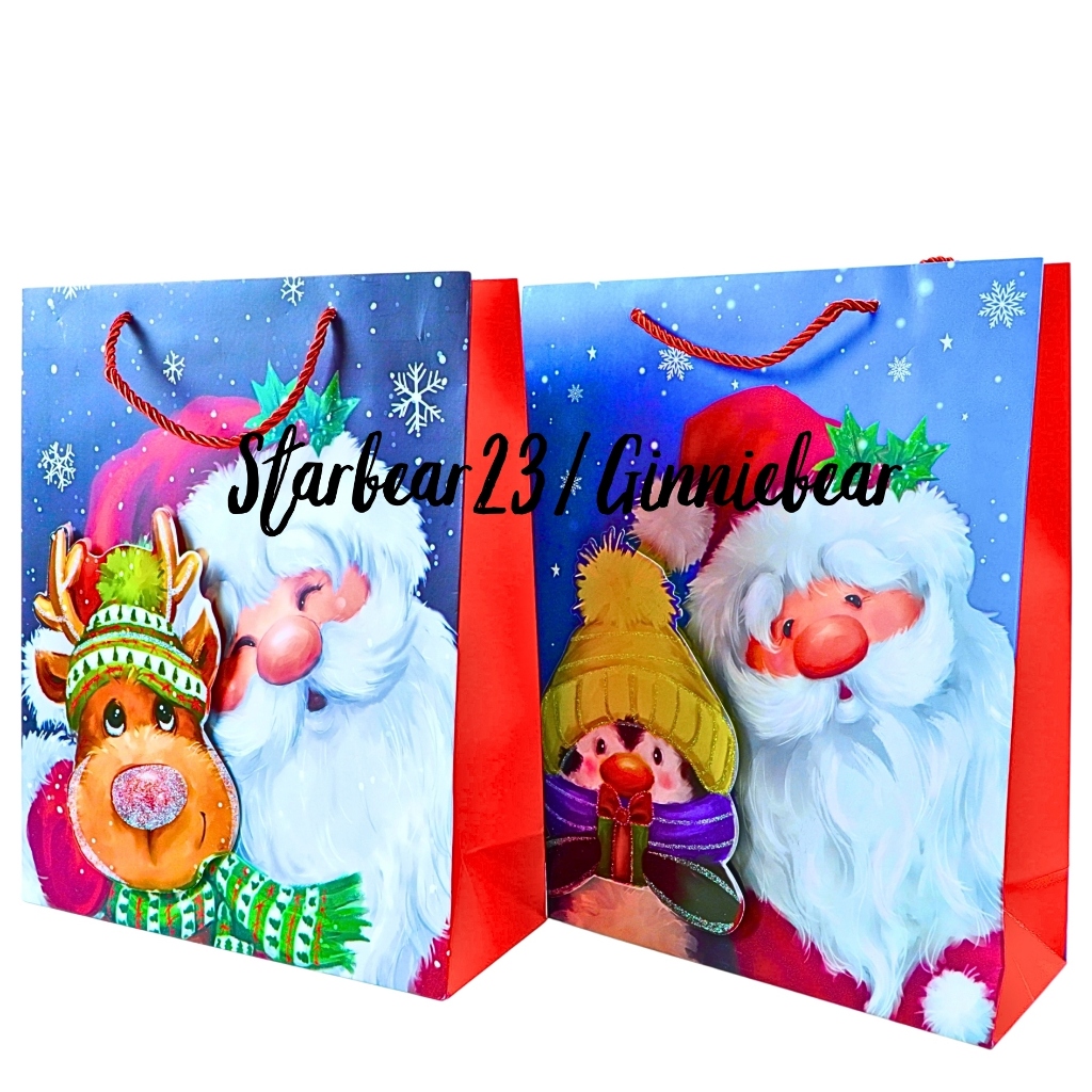 

PAPERBAG 3D GLITTER NATAL XMAS CHRISTMAS SANTA AND LITTLE SNOWMAN (FAY 476)