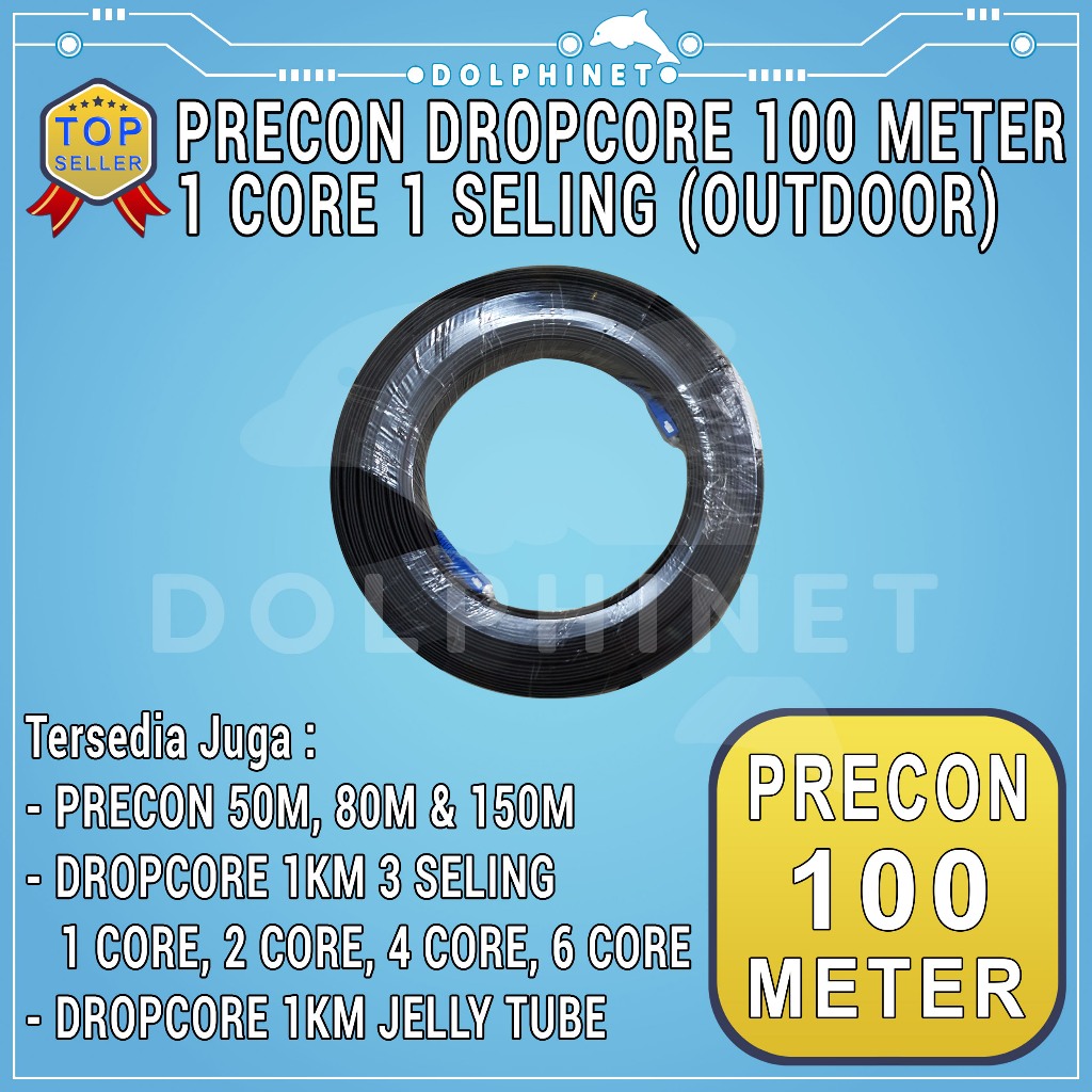 Kabel Fiber Optik 100M / Precon 100 Meter Kabel Precon Fiber Optik FO 100M / Kabel Fiber Optic FTTH 