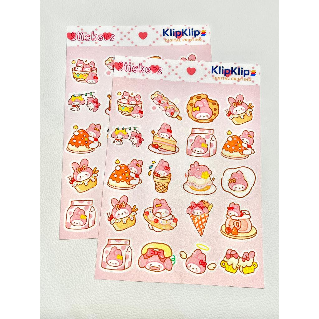 

Stiker Pack My Melody Sanrio Glitter Laminasi Lembar Lucu Kawaii untuk Dekorasi Laptop HP Buku - KK